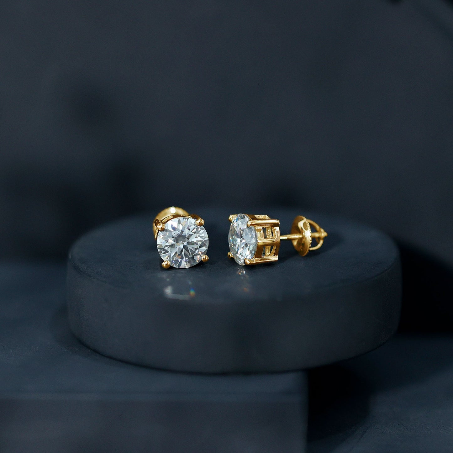 2.7 Carat Round Moissanite Studs in Claw Setting