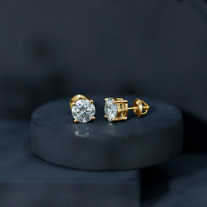 2.7 Carat Round Moissanite Studs in Claw Setting