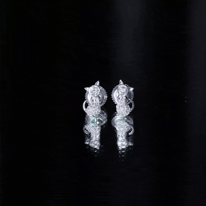 Certified Diamond Cat Kitty Earrings