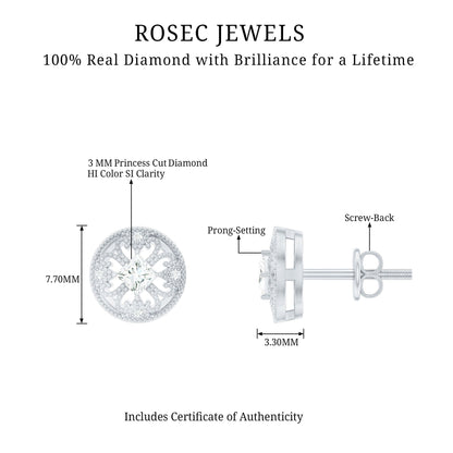 Real Diamond Bridal Stud Earrings With Certificate