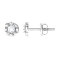 Round Diamond Floral Stud Earrings in Prong Setting