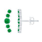 Graduated Natural Emerald Ear Climber Earrings for Women