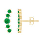 Graduated Natural Emerald Ear Climber Earrings for Women