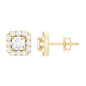 Minimalist Natural Diamond Halo Stud Earrings with Screw Back