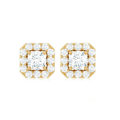 Minimalist Natural Diamond Halo Stud Earrings with Screw Back