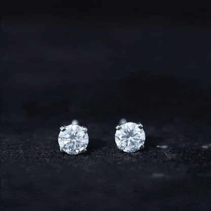 1 Carat Round Shape Solitaire Moissanite Stud Earrings