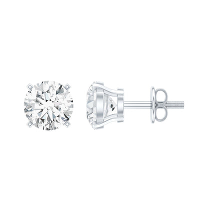 1 Carat Round Shape Solitaire Moissanite Stud Earrings