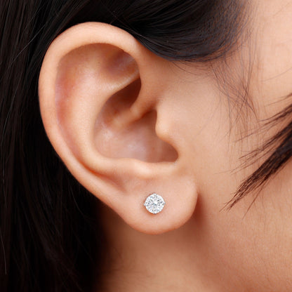 1 Carat Round Shape Solitaire Moissanite Stud Earrings