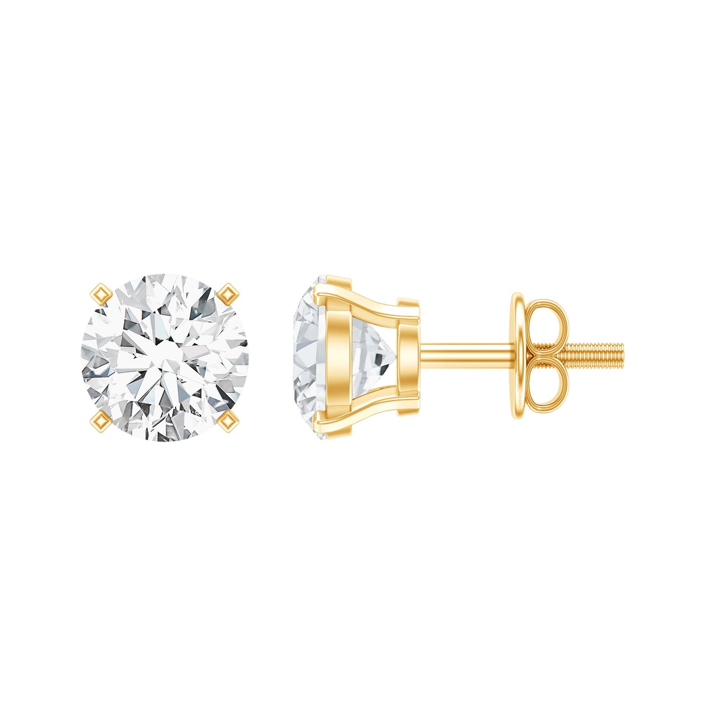 1 Carat Round Shape Solitaire Moissanite Stud Earrings