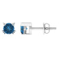 1.2 Carat Round Shape London Blue Topaz Cat Stud Earrings