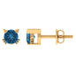 1.2 Carat Round Shape London Blue Topaz Cat Stud Earrings