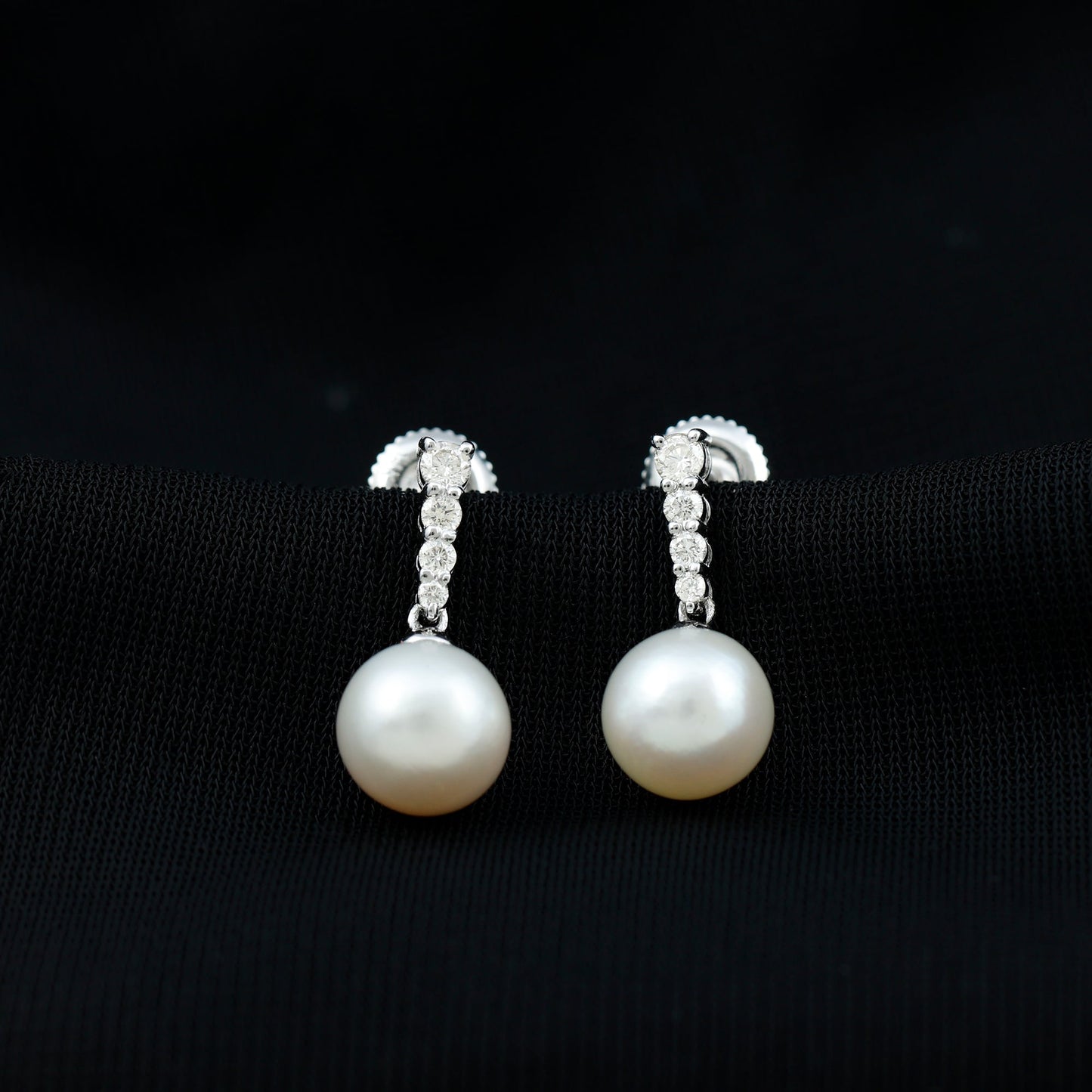 14.9 Carat Freshwater Pearl Drop Earrings with Diamond