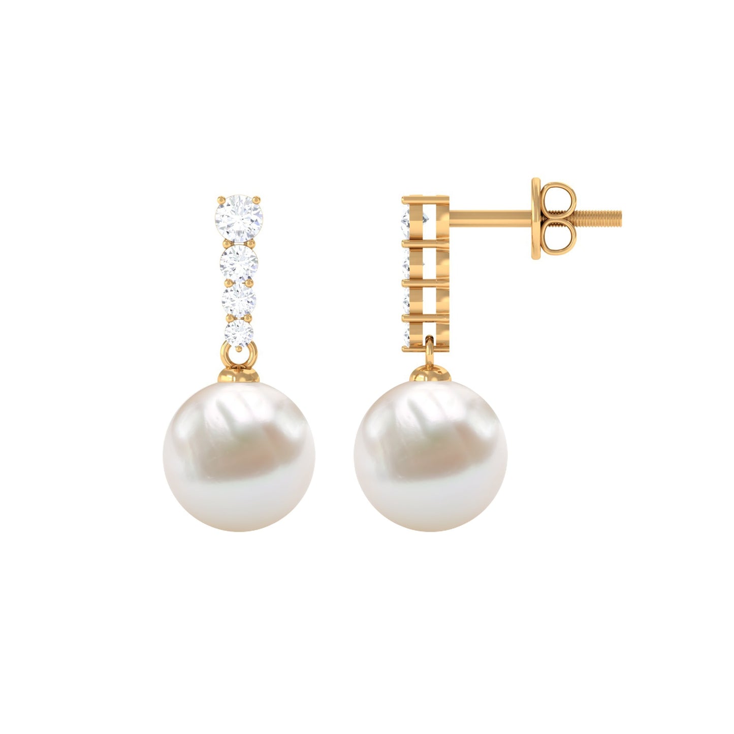 14.9 Carat Freshwater Pearl Drop Earrings with Diamond
