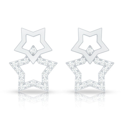 Double Star Stud Earrings with Diamond