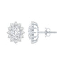Certified Oval Shaped Moissanite Halo Stud Earrings in Silver