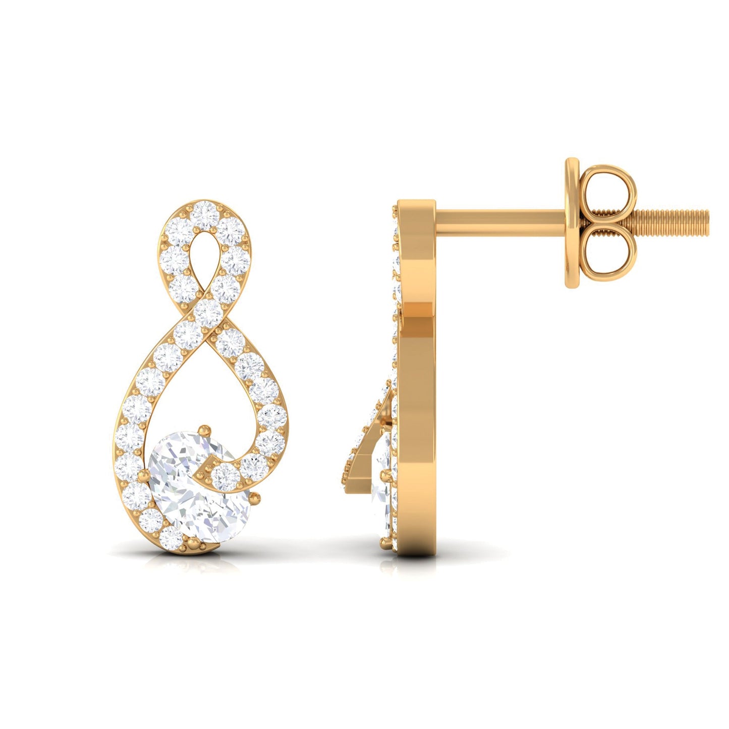 Certified Moissanite Infinity Stud Earrings with Screw Back