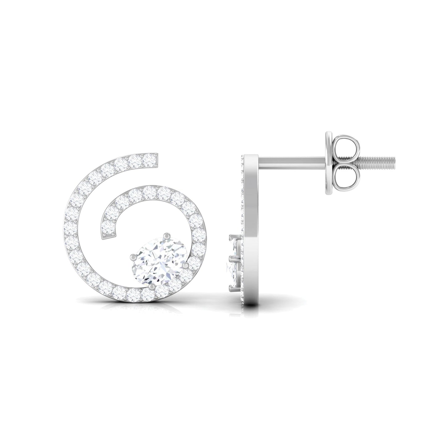 Certified Moissanite Swirl Stud Earrings for Women