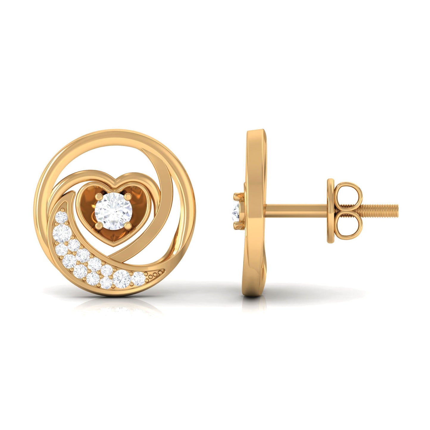 Certified Moissanite Heart Stud Earrings for Women