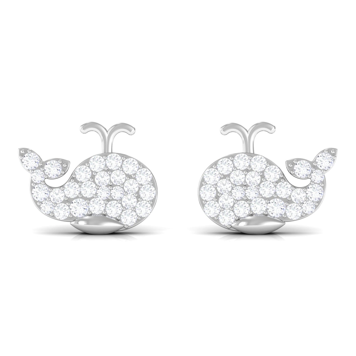 Cute Moissanite Fish Earrings with Screw Back