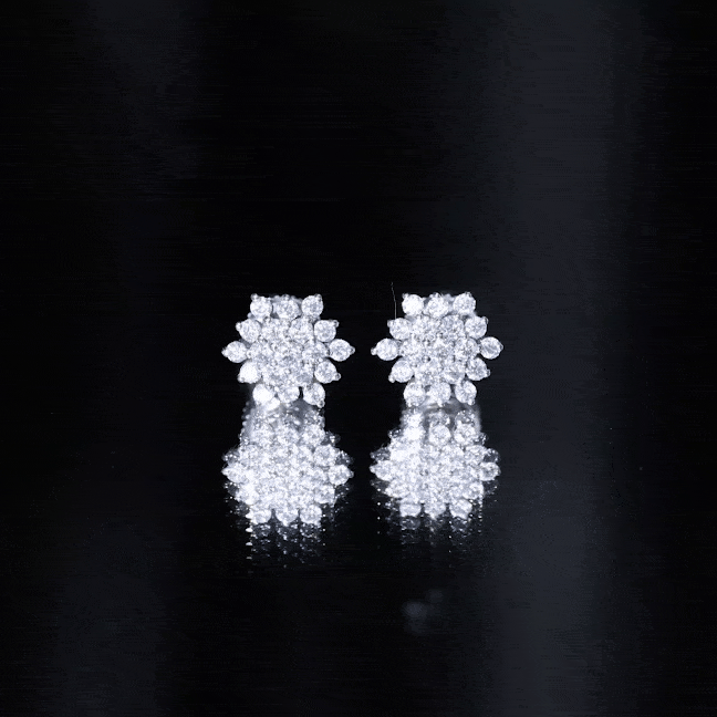 Certified Moissanite Cluster Stud Earrings for Women
