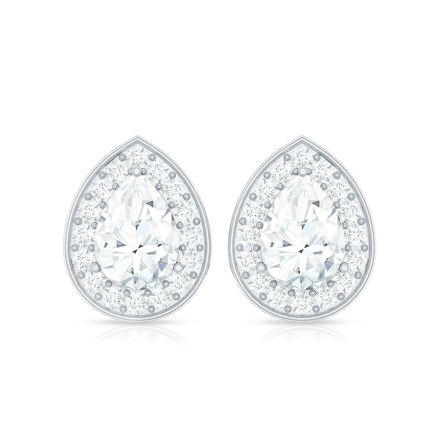 Certified Pear Shape Moissanite Teardrop Earrings with Halo