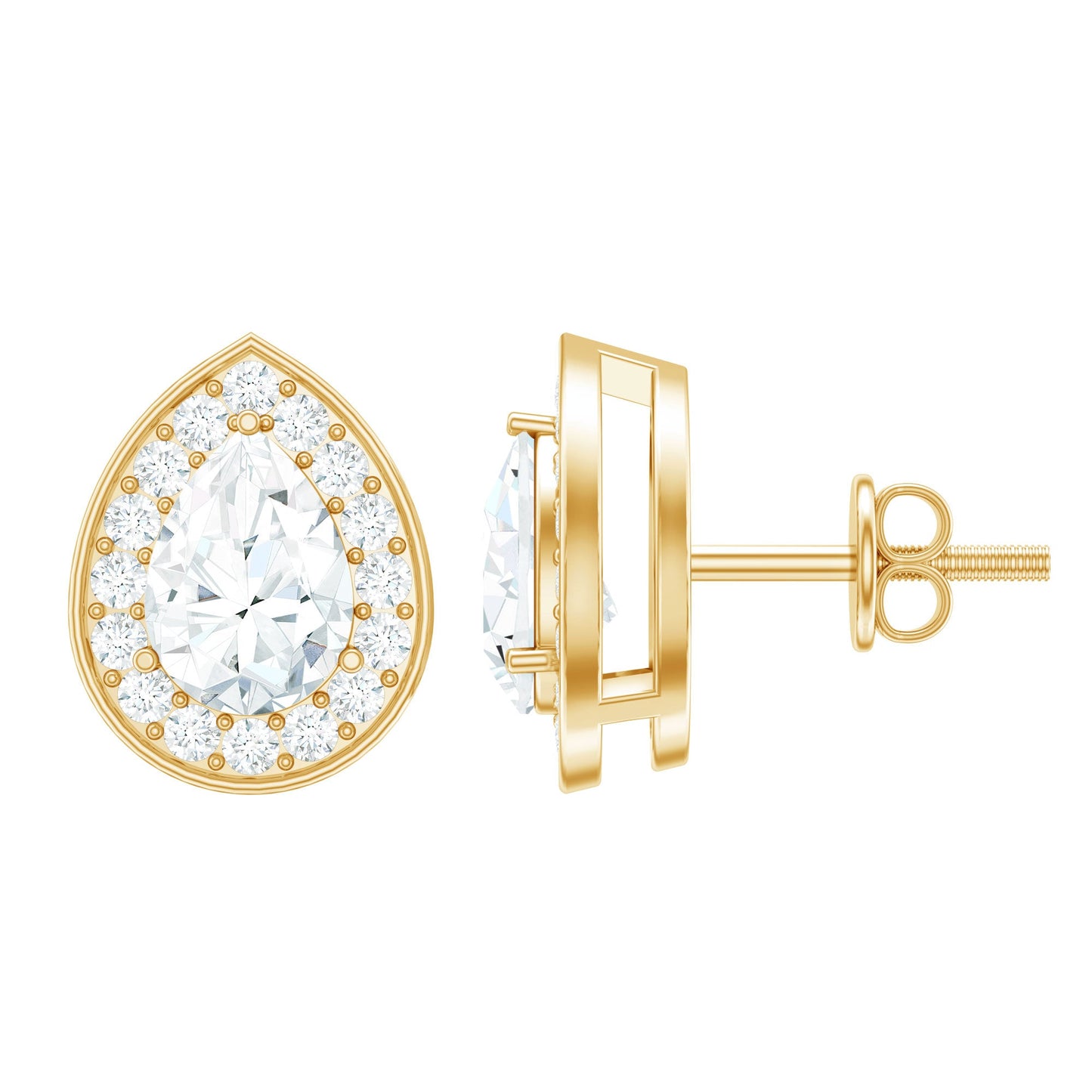 Certified Pear Shape Moissanite Teardrop Earrings with Halo