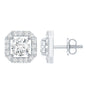 Round Cut Certified Moissanite Halo Stud Earrings with Screw Back