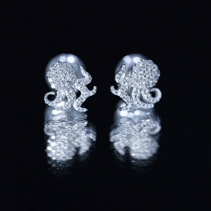 Real Diamond Octopus Stud Earrings for Women