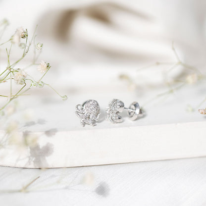 Real Diamond Octopus Stud Earrings for Women