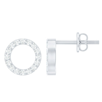 Round Cut Moissanite Eternity Stud Earrings with Screw Back