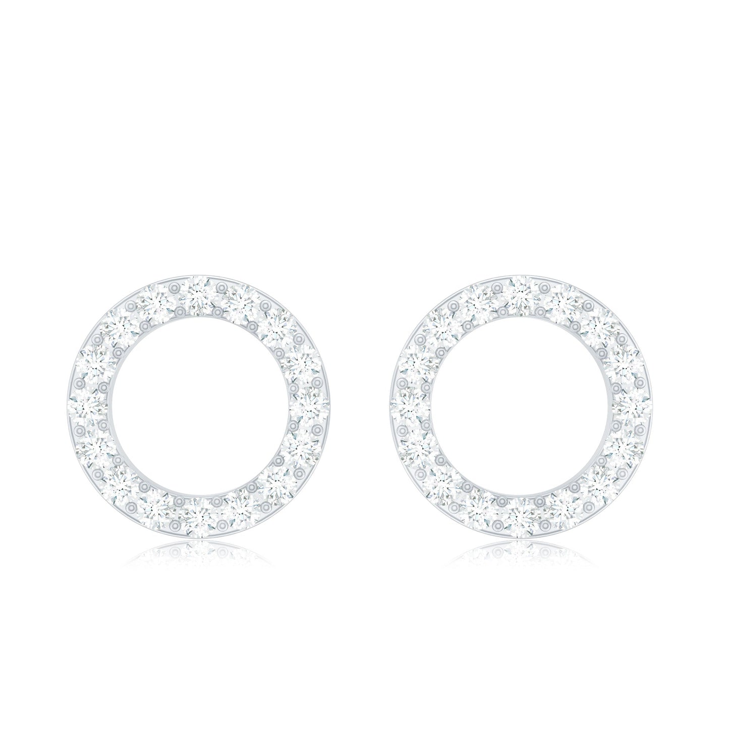 Round Cut Moissanite Eternity Stud Earrings with Screw Back