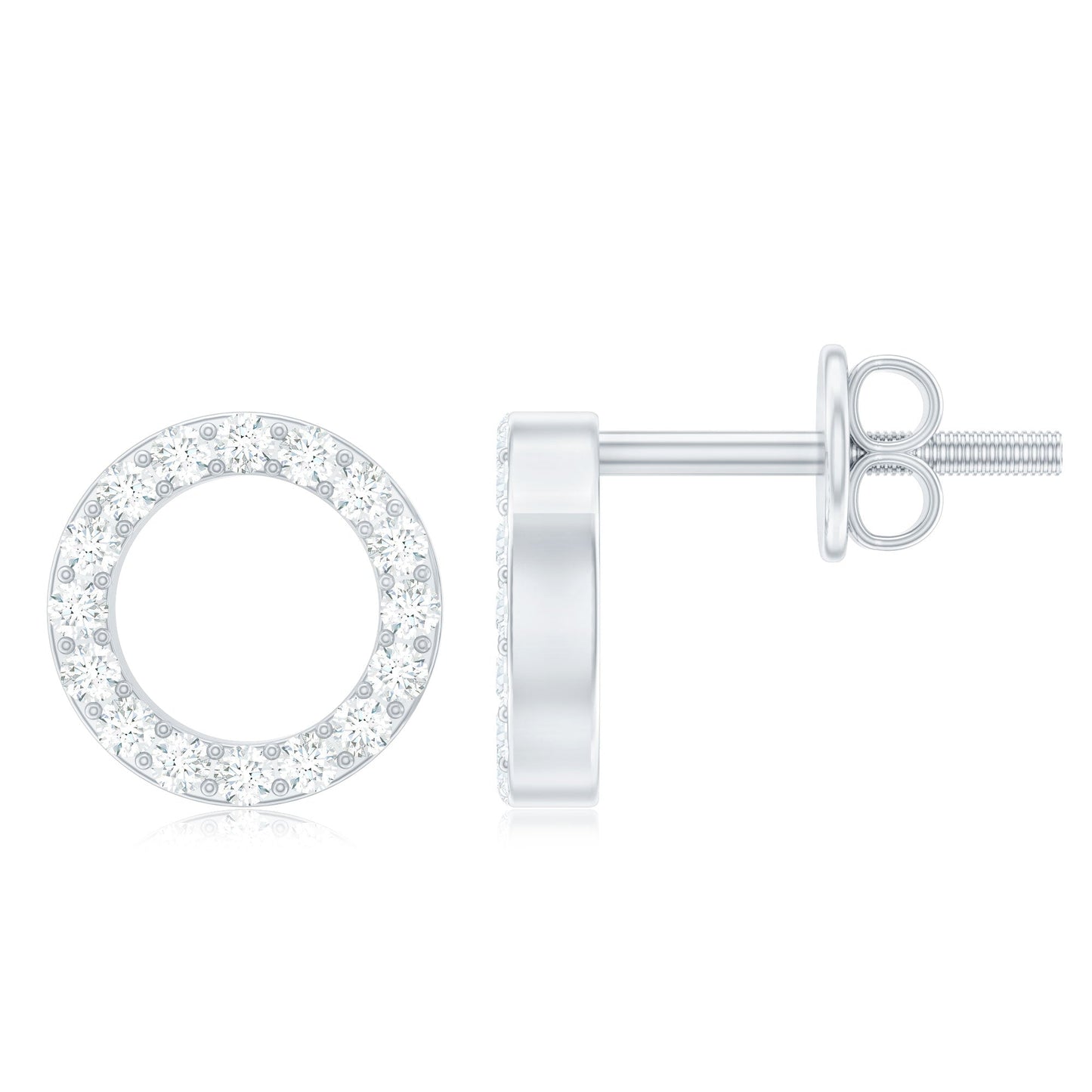 Round Cut Moissanite Eternity Stud Earrings with Screw Back