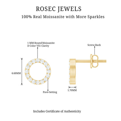 Round Cut Moissanite Eternity Stud Earrings with Screw Back