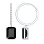 Natural 3.6 Carat Emerald Cut Black Onyx Hoop Drop Earrings with Diamond