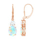 Certified Real 2.6 Carat Oval Ethiopian Opal Drop Earrings with Moissanite