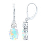 Certified Real 2.6 Carat Oval Ethiopian Opal Drop Earrings with Moissanite