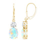 Certified Real 2.6 Carat Oval Ethiopian Opal Drop Earrings with Moissanite