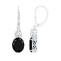 Natural 5 Carat Oval Black Onyx Drop Earrings with Lever Back