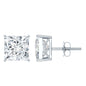 6 Carat Princess Cut Cubic Zirconia Solitaire Stud Earrings in Silver