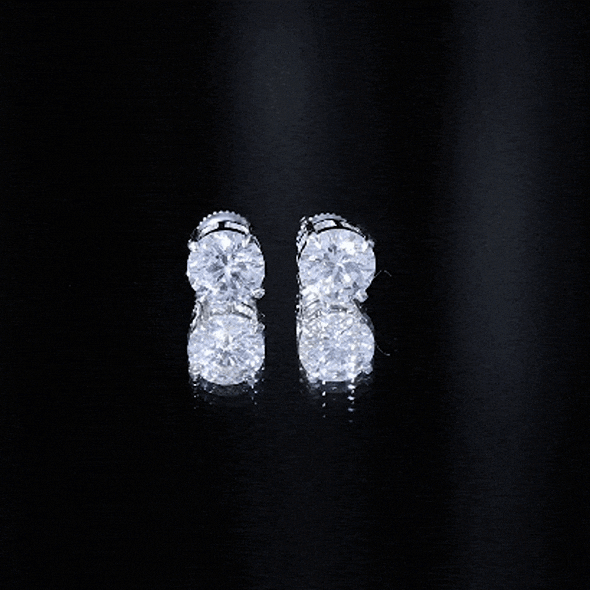 4 Carat Round Cubic Zirconia Stud Earrings in Silver
