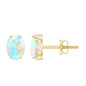 Natural 2.4 Carat Oval Ethiopian Opal Classic Stud Earrings with Diamond
