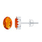 Natural Fire Opal Diamond Stud Earrings with Screw Back