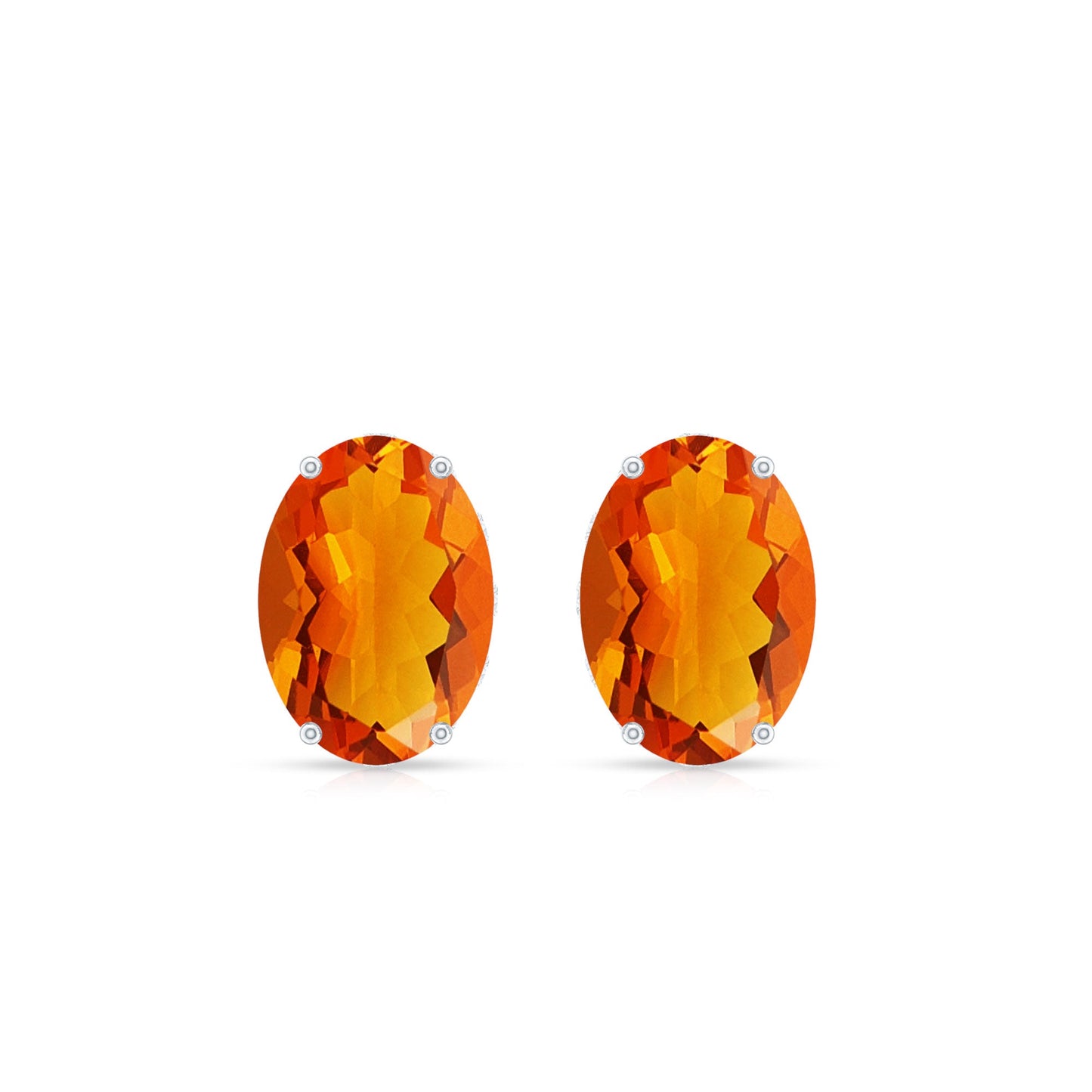 Natural Fire Opal Diamond Stud Earrings with Screw Back