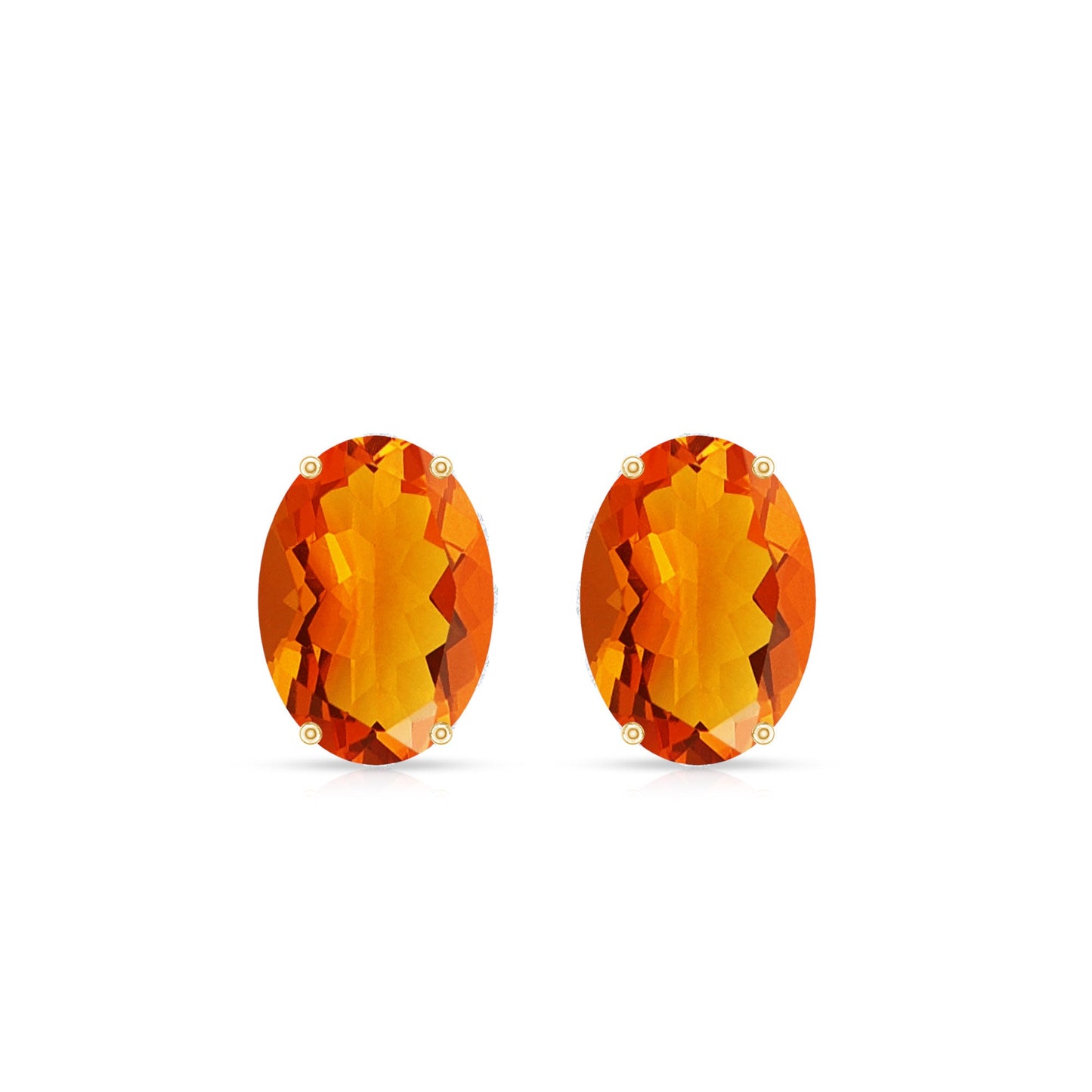 Natural Fire Opal Diamond Stud Earrings with Screw Back