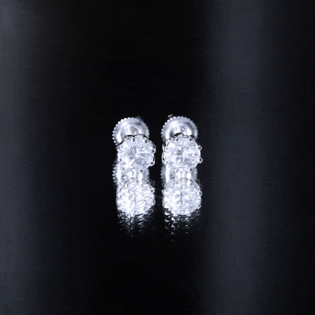 1.9 Carat Round Cut Cubic Zirconia Solitaire Stud Earrings in Silver