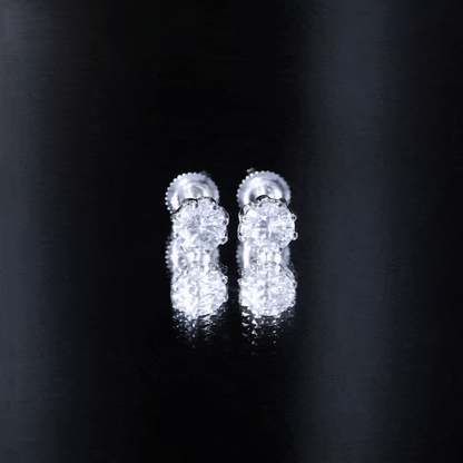 1.9 Carat Round Cut Cubic Zirconia Solitaire Stud Earrings in Silver
