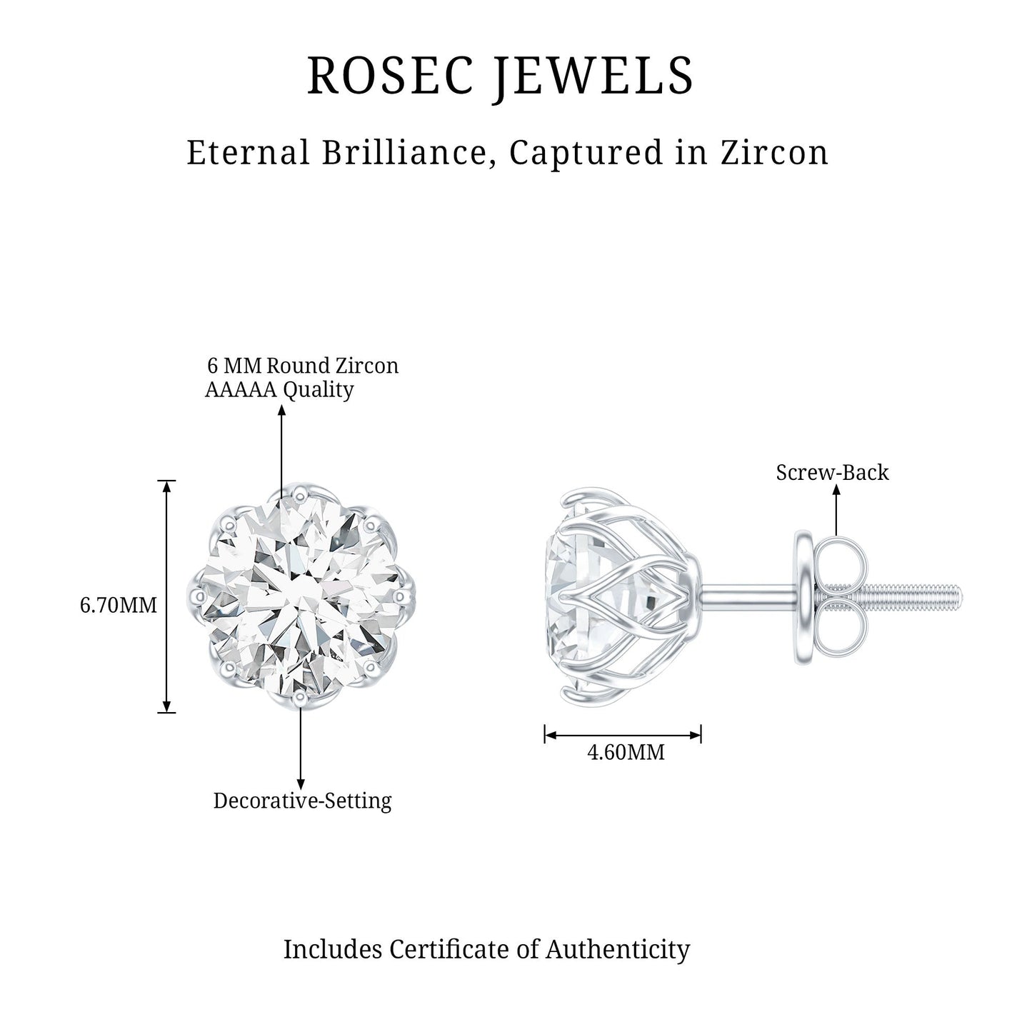 1.9 Carat Round Cut Cubic Zirconia Solitaire Stud Earrings in Silver