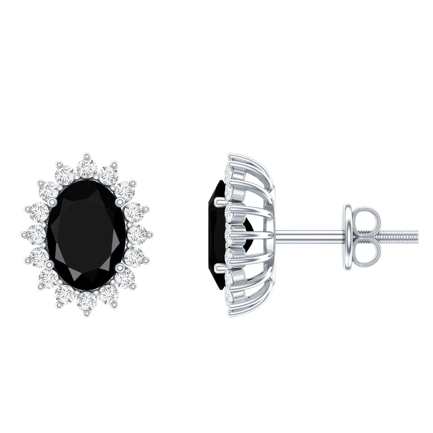 Certified 2.6 Carat Lab Grown Black Diamond Stud Earrings With Screw Back