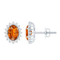 Lab Created 2 Carat Orange Sapphire Stud Earrings with Moissanite Halo