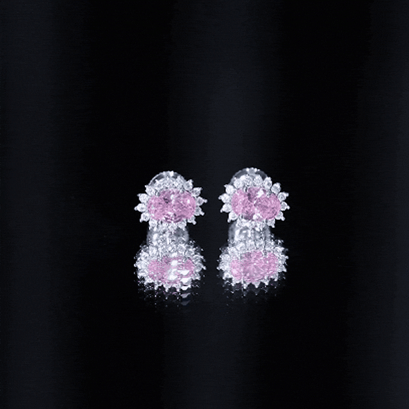2 Carat Lab Grown Pink Sapphire Stud Earrings with Halo